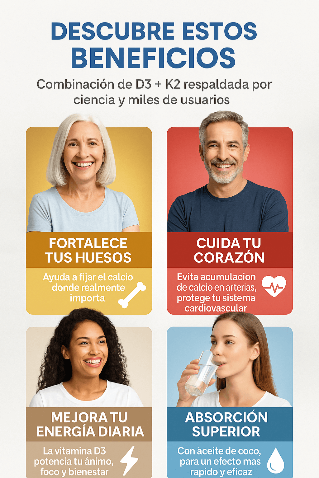 VitaD3K2 Premium® Apoyo Total para Huesos y Defensas - 90 cápsulas blandas