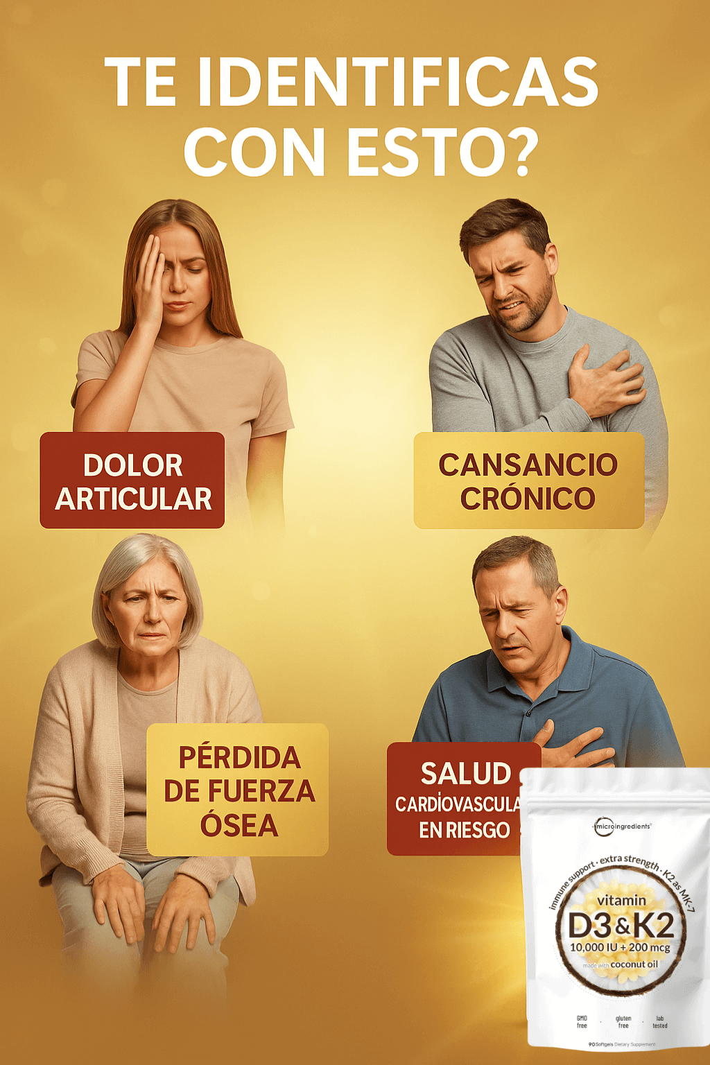 VitaD3K2 Premium® Apoyo Total para Huesos y Defensas - 90 cápsulas blandas